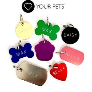 Love Your Pets Classic Pet ID Tags – Aluminum 2 Sided Deep Engraved Dog Tags-Made in The USA-Personalized Dog ID Tags, Cat Tags & Pet Tags