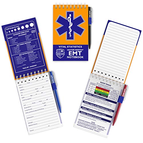 Swiss Safe EMT Vital Waterproof Notebook, 140 Pages/Notepad and Pens, for Emergency First Responders, 3 Pack