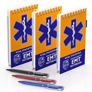 Swiss Safe EMT Vital Waterproof Notebook, 140 Pages/Notepad and Pens, for Emergency First Responders, 3 Pack