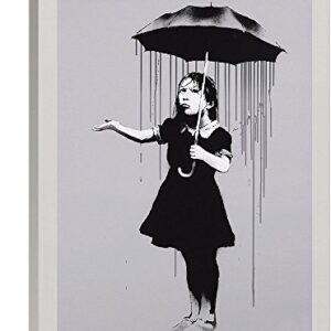 ARTCANVAS Nola Girl With Umbrella Canvas Art Print by Banksy - 26" x 18" (0.75" Deep)