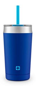 ello rise vacuum insulated stainless steel tumbler with optional straw, 12 oz, touchdown blue