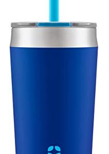 Ello Rise Vacuum Insulated Stainless Steel Tumbler with Optional Straw, 12 oz, Touchdown Blue