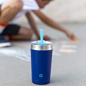 Ello Rise Vacuum Insulated Stainless Steel Tumbler with Optional Straw, 12 oz, Touchdown Blue