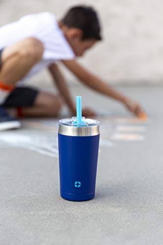 Ello Rise Vacuum Insulated Stainless Steel Tumbler with Optional Straw, 12 oz, Touchdown Blue