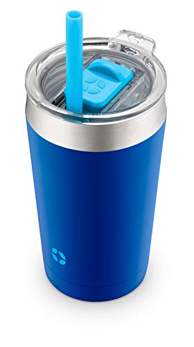 Ello Rise Vacuum Insulated Stainless Steel Tumbler with Optional Straw, 12 oz, Touchdown Blue