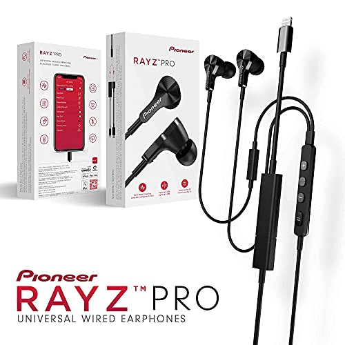 RAYZ Pioneer Pro Lightning & USB-C Wired Earphones/Smart Active Noise Cancelling, Microphone Volume Control | for Apple iPhone Mac iPad, Android, Nintendo Switch, Google Pixel -Onyx