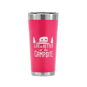 camco life is better at the campsite stainless steel 20 oz. tumbler with double wall insulation | great for hot and cold drinks | coral pink (53061)