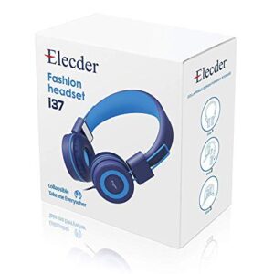 ELECDER i37 Kids Headphones Children Girls Boys Teens Foldable Adjustable On Ear Headphones 3.5mm Jack Compatible Cellphones Computer MP3/4 Kindle School Tablet Blue/Light Blue