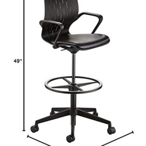 Safco Products Shell Extended Height Swivel Office Desk Computer Ergonomic Chair, Pneumatic Height Adjustable, Black (7014BL)