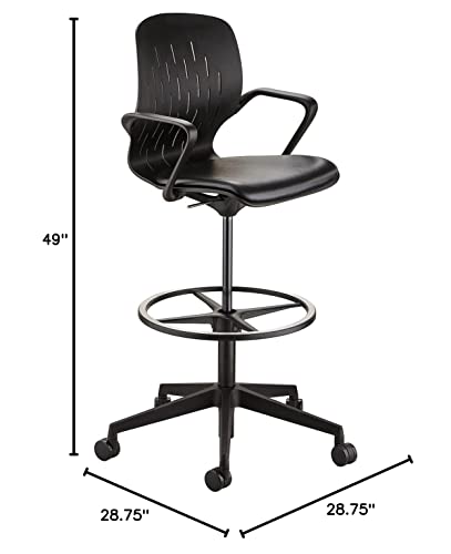 Safco Products Shell Extended Height Swivel Office Desk Computer Ergonomic Chair, Pneumatic Height Adjustable, Black (7014BL)