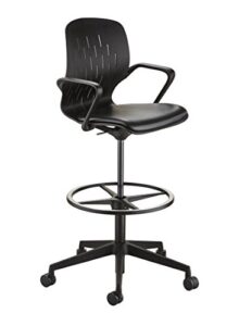 safco products shell extended height swivel office desk computer ergonomic chair, pneumatic height adjustable, black (7014bl)