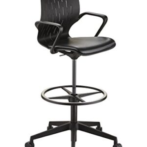 Safco Products Shell Extended Height Swivel Office Desk Computer Ergonomic Chair, Pneumatic Height Adjustable, Black (7014BL)