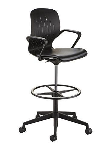 Safco Products Shell Extended Height Swivel Office Desk Computer Ergonomic Chair, Pneumatic Height Adjustable, Black (7014BL)