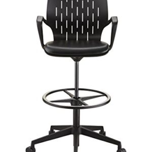 Safco Products Shell Extended Height Swivel Office Desk Computer Ergonomic Chair, Pneumatic Height Adjustable, Black (7014BL)