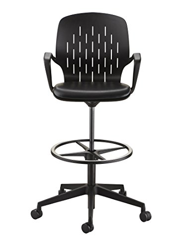 Safco Products Shell Extended Height Swivel Office Desk Computer Ergonomic Chair, Pneumatic Height Adjustable, Black (7014BL)