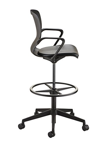 Safco Products Shell Extended Height Swivel Office Desk Computer Ergonomic Chair, Pneumatic Height Adjustable, Black (7014BL)