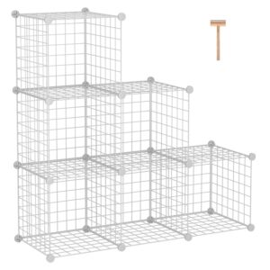 c&ahome wire cube storage, 6 - cube organizer metal c grids, modular shelves units, storage bins shelving, closet organizer, ideal for home, office, living room, 36.6”l x 12.4”w x 36.6”h white