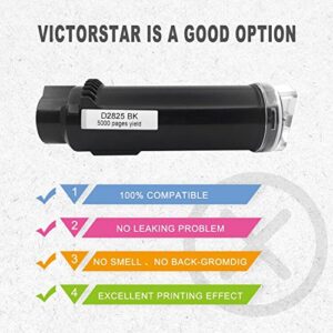 VICTORSTAR 5 Packs Compatible Toner Cartridge S2825 H625 H825 (2BK + C + Y + M )【Extra High Yield】 5000 Pages for BK & 4000 Pages for C/M/Y for Dell Laser Printers H625 cdw / H825cdw / S2825cdn (5C)