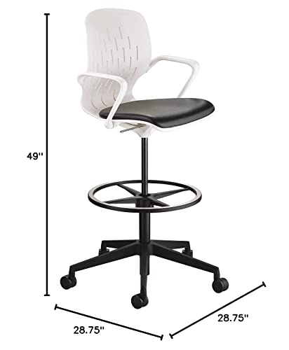 Safco Products Shell Extended Swivel Office Desk Computer Ergonomic Chair, Pneumatic Height Adjustable, White, Extended Height