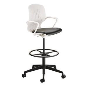 safco products shell extended swivel office desk computer ergonomic chair, pneumatic height adjustable, white, extended height