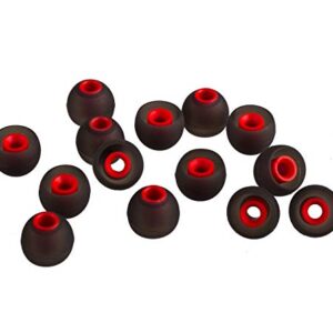 Xcessor (S 7 Pairs (14 Pieces) of Silicone Replacement in Ear Earphone Small Size Earbuds Replacement Ear Tips for Popular in-Ear Headphones. Black/Red