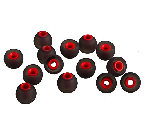 Xcessor (S 7 Pairs (14 Pieces) of Silicone Replacement in Ear Earphone Small Size Earbuds Replacement Ear Tips for Popular in-Ear Headphones. Black/Red