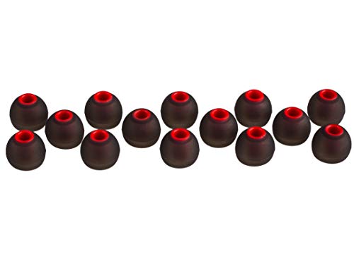 Xcessor (S 7 Pairs (14 Pieces) of Silicone Replacement in Ear Earphone Small Size Earbuds Replacement Ear Tips for Popular in-Ear Headphones. Black/Red