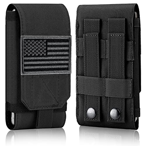 IronSeals Tactical Molle Phone Cover Case, Heavy Duty Loop Belt Holster Pouch with Flag Patch for iPhone 14 Plus/14 Pro Max/14 Pro/13 Pro Max/13 Pro/13/12 Pro Max/11 Pro Max/Xs Max