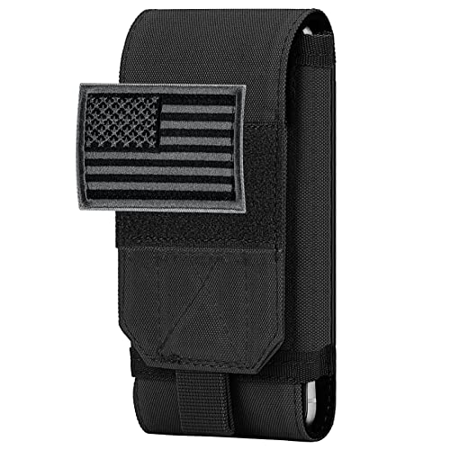 IronSeals Tactical Molle Phone Cover Case, Heavy Duty Loop Belt Holster Pouch with Flag Patch for iPhone 14 Plus/14 Pro Max/14 Pro/13 Pro Max/13 Pro/13/12 Pro Max/11 Pro Max/Xs Max