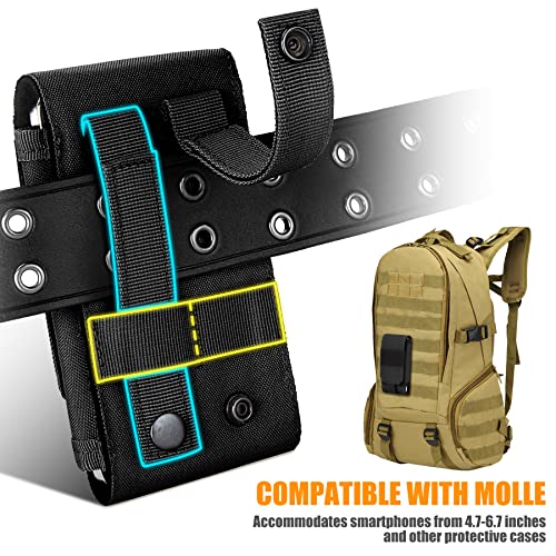 IronSeals Tactical Molle Phone Cover Case, Heavy Duty Loop Belt Holster Pouch with Flag Patch for iPhone 14 Plus/14 Pro Max/14 Pro/13 Pro Max/13 Pro/13/12 Pro Max/11 Pro Max/Xs Max