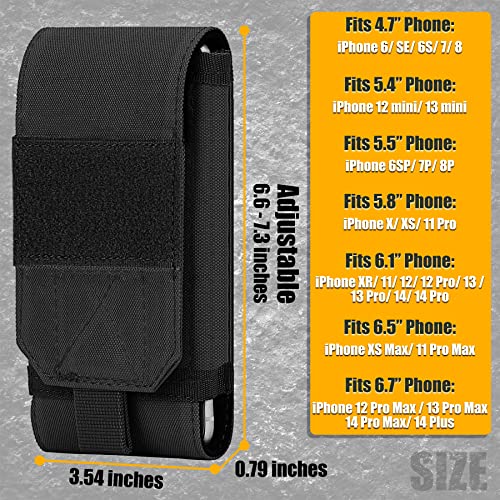 IronSeals Tactical Molle Phone Cover Case, Heavy Duty Loop Belt Holster Pouch with Flag Patch for iPhone 14 Plus/14 Pro Max/14 Pro/13 Pro Max/13 Pro/13/12 Pro Max/11 Pro Max/Xs Max