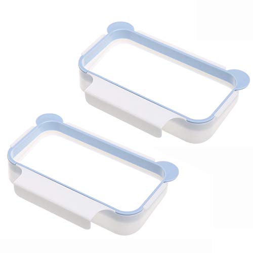 In kds Trash Rack Bin Liners Holder Garbage Bag Hanger for Kitchen Cupboard Tailgate (Blue)