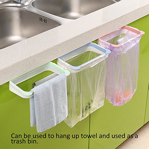 In kds Trash Rack Bin Liners Holder Garbage Bag Hanger for Kitchen Cupboard Tailgate (Blue)