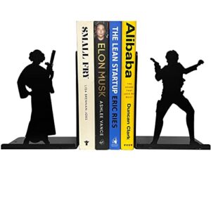 heavenlykraft decorative metal bookends, non skid book end, superhero bookends, library bookends, bookends for shelf, book stopper for home/office decor/shelves, 7 x 5.51 x 4 inch per piece