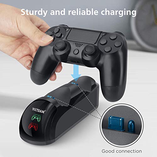 PS4 Controller Charger, Upgraded Fast-Charging Port Docking Station Stand for PS4/PS4 Slim/PS4 Pro Controller, Black