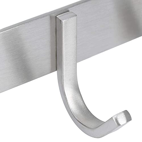 Sagmoc Coat Hook Rack Brushed Nickel 8-Inch Coat&Towel Hook Rail Wall Mounted with 3 Hooks, Durable Wall Hangers for Bedroom, Bathroom, Foyer, Hallway (SUS304 Stainless Steel)