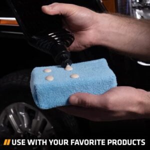 VIKING Microfiber Polishing Pad, Rectangular Applicator Cleaning Pads for Car Detailing – Blue, 3 inch x 5 inch, 6 Pack