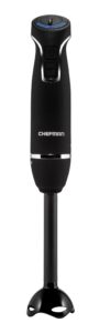 chefman immersion blender 300-watt turbo 12 speed stick hand blender, powerful ice crushing design purees smoothies, sauces & soups, detachable heat resistant plastic blade guard protects pots, black
