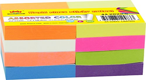 4A 4A 2028-N Sticky Notes, 2 x 2 Inches, Small Size, Self-Stick Notes, 100 Sheets/Pad, 8 Pads/Pack, Neon Color