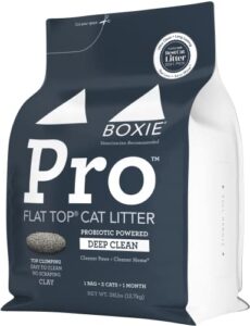 boxiepro deep clean probiotic clumping clay cat litter -scent free- 28 lb- cat activated probiotics- longer lasting odor control, stays ultra clean, 99.9% dust free