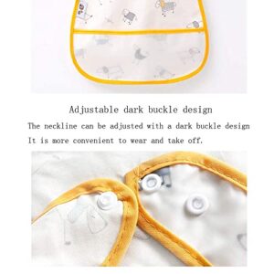 Baby Bib Baby Food Bib Toddler Bibs Baby Bibs Waterproof Baby Bib Infant with Snaps boys bibs for toddlers baby bibs toddler bibs plastic bibs bib with food catcher- 4pcs(Car Puppy Bear)