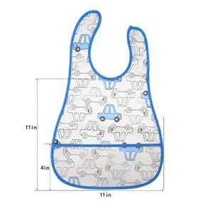 Baby Bib Baby Food Bib Toddler Bibs Baby Bibs Waterproof Baby Bib Infant with Snaps boys bibs for toddlers baby bibs toddler bibs plastic bibs bib with food catcher- 4pcs(Car Puppy Bear)