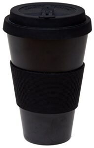 reusable coffee cup travel mug eco-friendly bamboo fibre silicon natural 15oz (black)