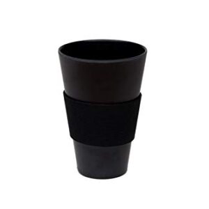 Reusable Coffee Cup Travel Mug Eco-Friendly Bamboo Fibre Silicon Natural 15oz (Black)