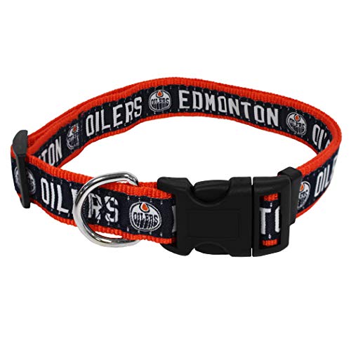 Pets First NHL Edmonton Oilers Collar for Dogs & Cats, Small. - Adjustable, Cute & Stylish! The Ultimate Hockey Fan Collar!