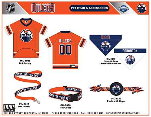 Pets First NHL Edmonton Oilers Collar for Dogs & Cats, Small. - Adjustable, Cute & Stylish! The Ultimate Hockey Fan Collar!