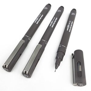 uni pin fineliner drawing pen - dark grey tone - 0.1mm - pack of 3
