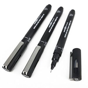 uni pin fineliner drawing pen - black - 0.03mm - pack of 3