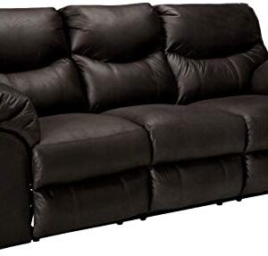 Signature Design by Ashley Boxberg Oversized Faux Leather Manual Pull Tab Reclining Sofa, Dark Brown