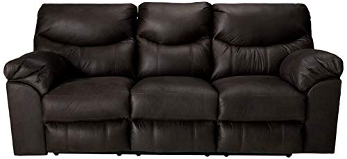 Signature Design by Ashley Boxberg Oversized Faux Leather Manual Pull Tab Reclining Sofa, Dark Brown